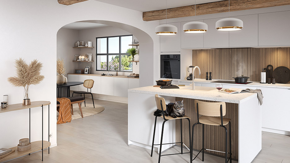 Cuisine èggo ouverte vers le reste de la maison